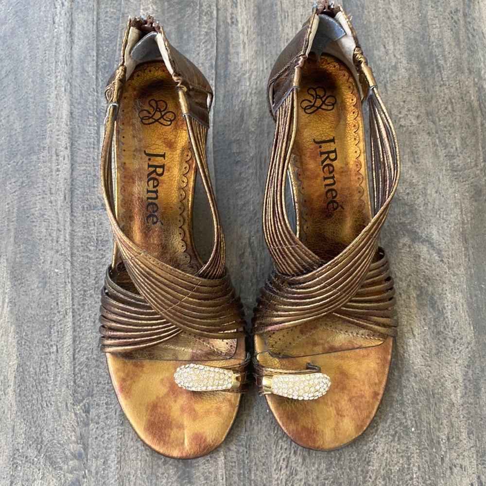 GUC J. Renee Wilmaiim Coper & Gold  Strappy 2.5” Heels 6 1/2